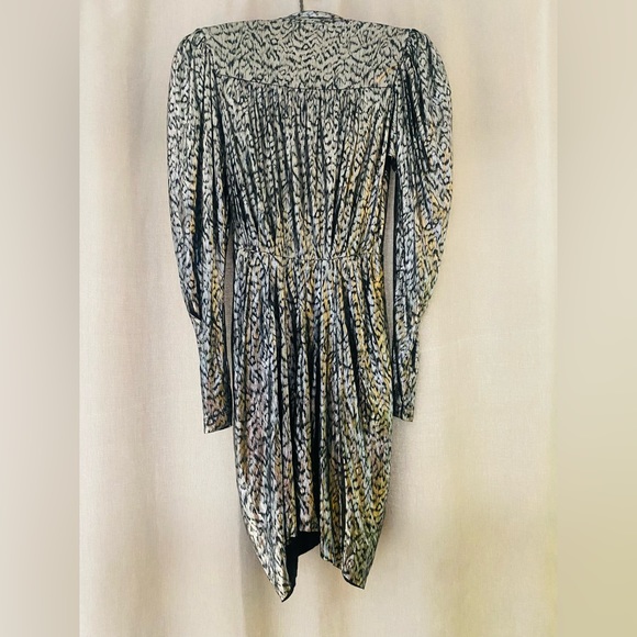 CHIC Isabel Marant silver leopard print mini lame long sleeve dress size 38 - Picture 4 of 13
